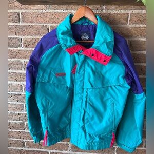 Columbia Vintage Teal and Purple Jacket Men’s Small S Ski Powder Keg 90s